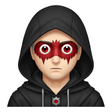 Un homme avec une capuche qui cashe 1 de c yeux et l'autre de c'est yeux et un sharingan sticker