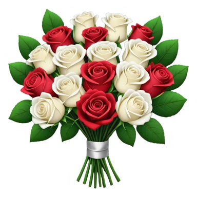 White rose and red rose bouquet with black paper  sticker