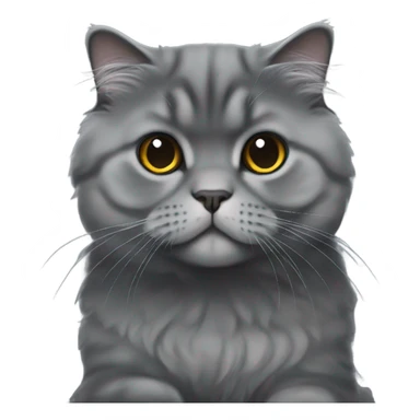 all dark grey Scottish Fold Cat long hair sticker