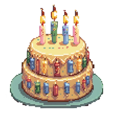 dangao Chinese birthday cake with candles, pastel colors sticker