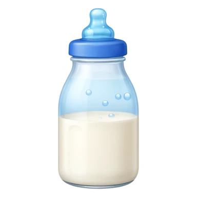 baby Milk bottle with blue cap and bubbles sticker