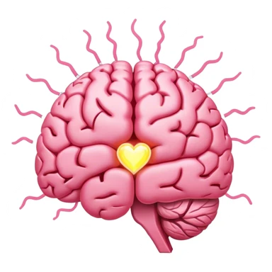 A ** pink human brain** with a energy energy beam of light thought around it s... radiating loving thoughts while it rewires itself hearts  sticker