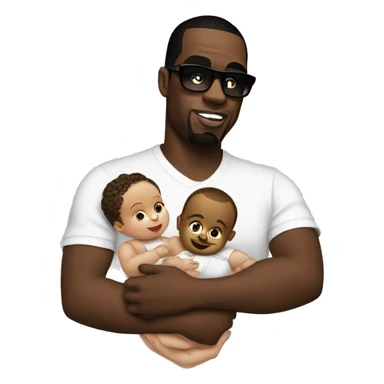 P diddy holding a baby sticker