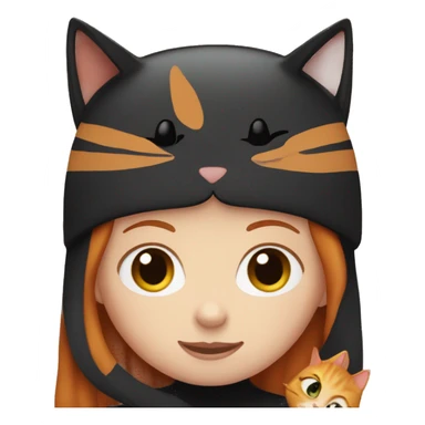 ginger girl holding a black cat sticker