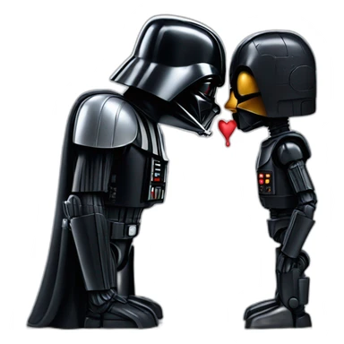 Darth Vader kissing a robot sticker