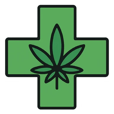 green cross symbol representing cannabis, clean and modern style sticker