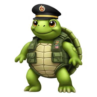 a turtle with a military uniform sticker