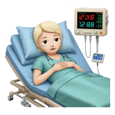a PATIENT waking up before a surgery sleeping. And ONLY ONE monitor with vitals and numbers sticker