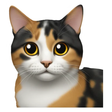 A tricolour cat with a black spot on its nose sticker