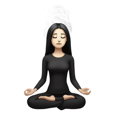 goth white girl and black hair meditating sticker