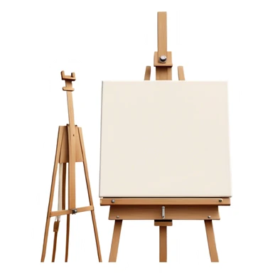 Cinematic Realistic image of a pristine canvas mounted on a sturdy wooden easel, with the canvas’ smooth surface and the easel’s detailed grain rendered in soft natural light, evoking a quiet moment of creative anticipation sticker