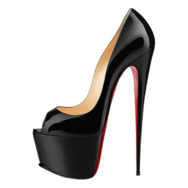 Louboutin Black patent Leather Lady Peep Toe Platform sticker