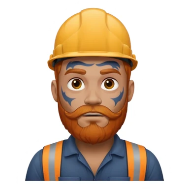 construction worker with beard, ginger haired and heavy face tattoos scary looking sticker