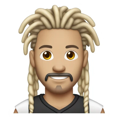 very light skin with freckles guy almost pale with 2 strand black dreads yelling with basketball jersey and diamond chain on with dread that are long to his shoulders.  goatee and mustache. no beard or side burns. black hair and lack facial hair sticker