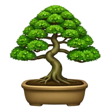 bonsai tree with a big smile emoji style sticker