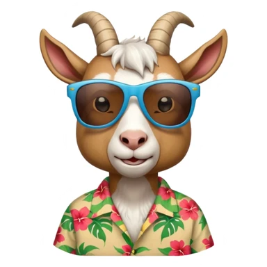 A goat with Hawaiian style in the beach sticker