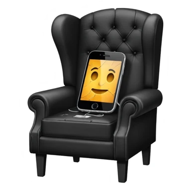 a phone in a chair looking sad sticker