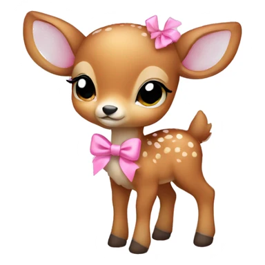Baby deer wearing pink bow  sticker