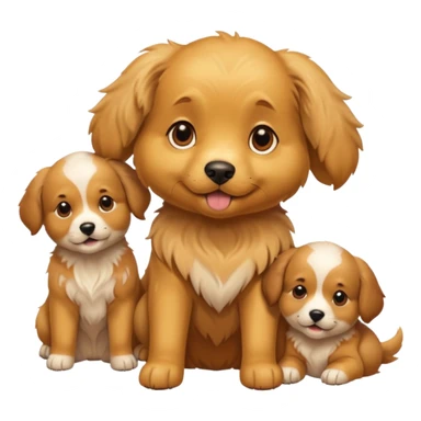 golden dog with its puppies sticker