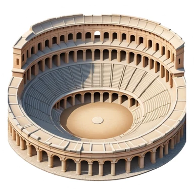 Cinematic Realistic Pula Arena Landmark Emoji, showcasing the ancient Roman amphitheater rendered with detailed weathered stone textures and dramatic lighting. sticker
