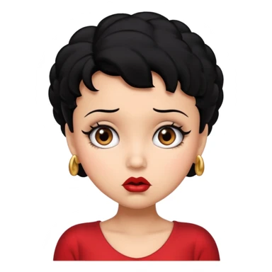 Do not change the face I already created, I want her with Betty boop face and black hair confused sticker