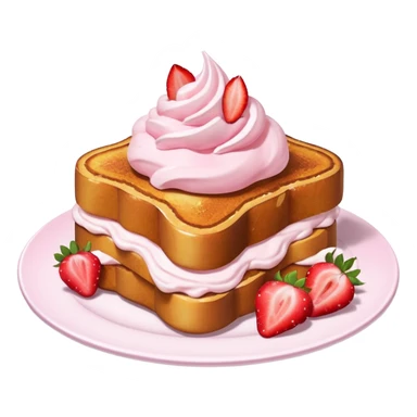 French toast with strawberries and pink whipped cream sticker