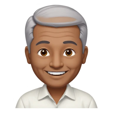 50 yr old indian man, dark skin, grey hair, big smile, white teeth, chubby, no moustache, clean shaven, young style hair, hair brushed back, 5 oclock shadow, bindy, dress shirt, forehead dot sticker