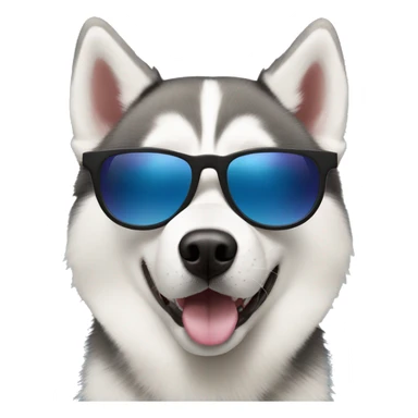 Siberian husky with sunglasses  sticker