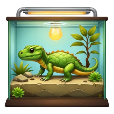A rectangular big bulky reptile terrarium with warmth-lamp sticker