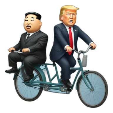 Trump,kim jong un, riding bicycle together sticker