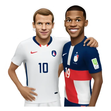 kylian mbappé with emmanuel macron sticker