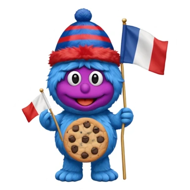 cookie monster with french flag sticker