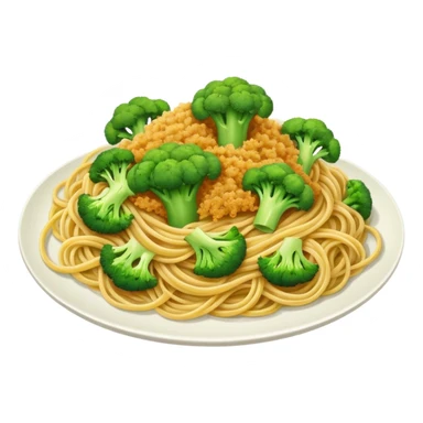 Broccoli and bread crumbs over spaghetti  sticker