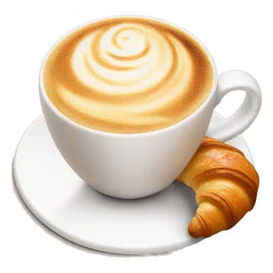 Cup of cappuccino with croissant sticker