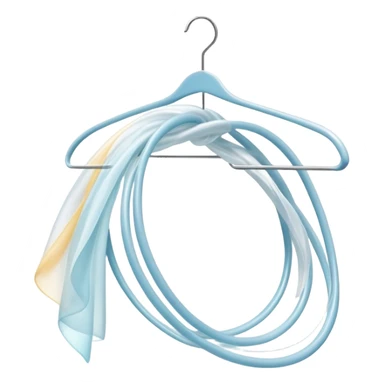 Abstract swirling energy forming clothing hanger with subtle style elements flowing around it, ethereal wardrobe definition symbol sticker