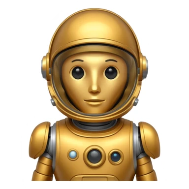 robot with golden astronaut's helmet  sticker