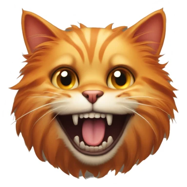 Scary full body cat with orange fur and fangs, the the cat is happy and is panting lie a dog ina. Good way sticker