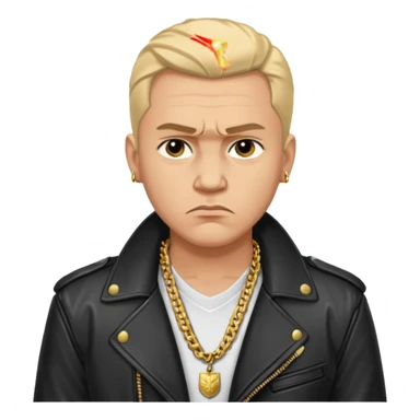 Russian 1990s gangster emoji, leather jacket, gold chain, serious face, cartoon style sticker