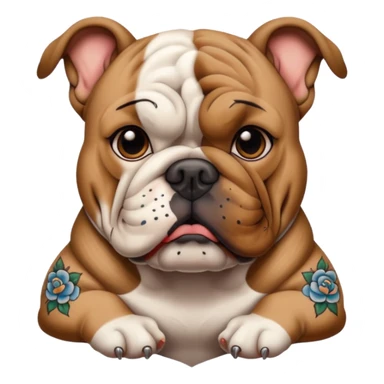 bulldog with tattoos sticker