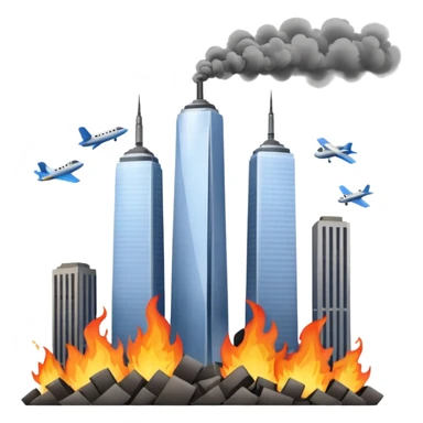 Twin towers being hit by plane  sticker