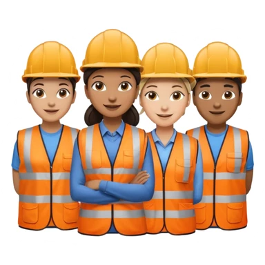 group of railway engineers mixed races and genders behind a table sticker