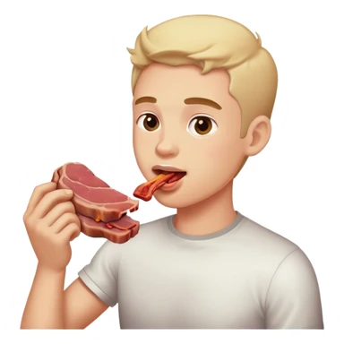 cute man eat meat sticker