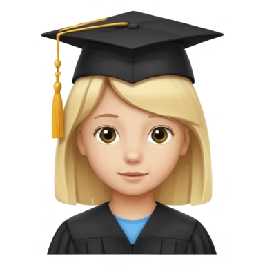 blonde child with graduation cap sticker