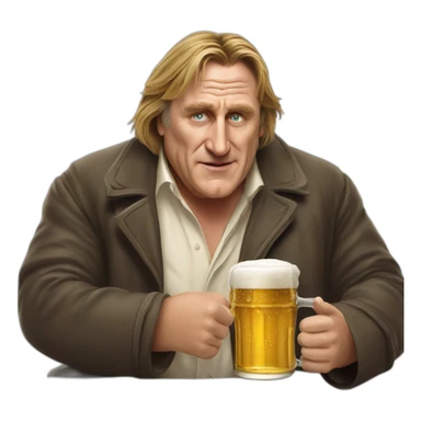 Depardieu une bière à la min sticker
