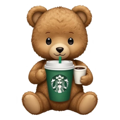 teddy bear with one cup of starbucks coffee sticker