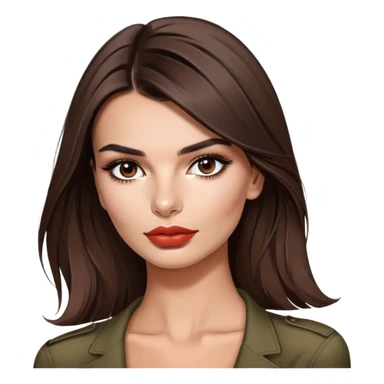 Emily Ratajkowski, beautiful fashion model with brunette hair, full lips, defined eyebrows sticker