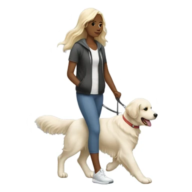 Woman wearing athleisure walking white golden retriever sticker