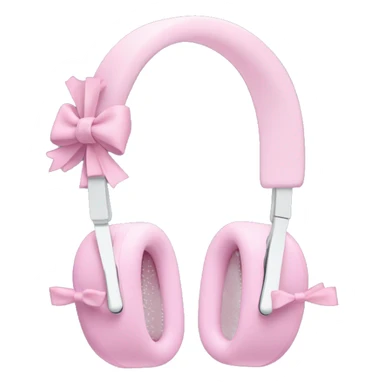 AirPod pro max headphones with thin pink bows tied around each ear sticker