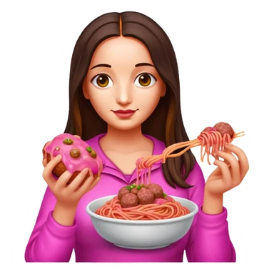 pop art neon Monalisa holding Melted pink gooey spam meat ball spaghetti  sticker