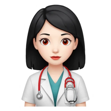 doctor with black hair and red hairclips  sticker